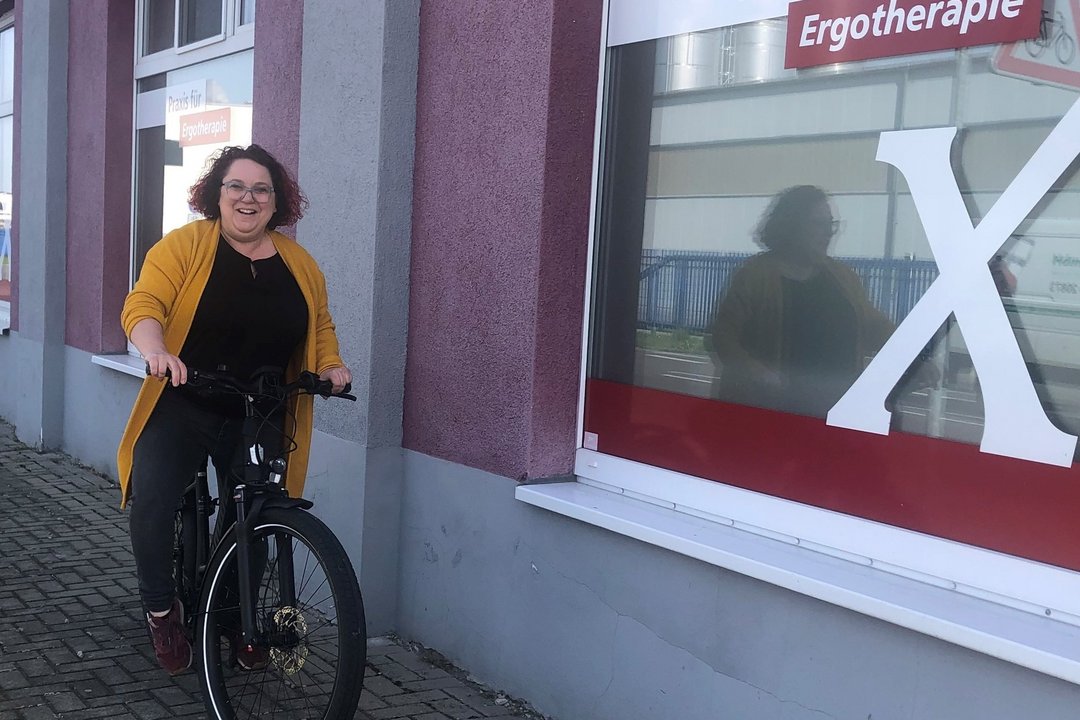 Katrin Paßin mit einem "Lease-a-bike"